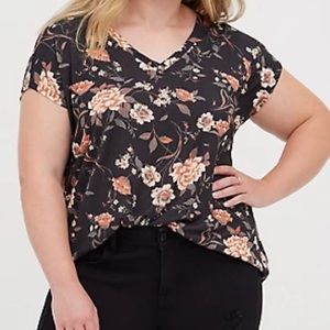 Black Floral Knit Tee